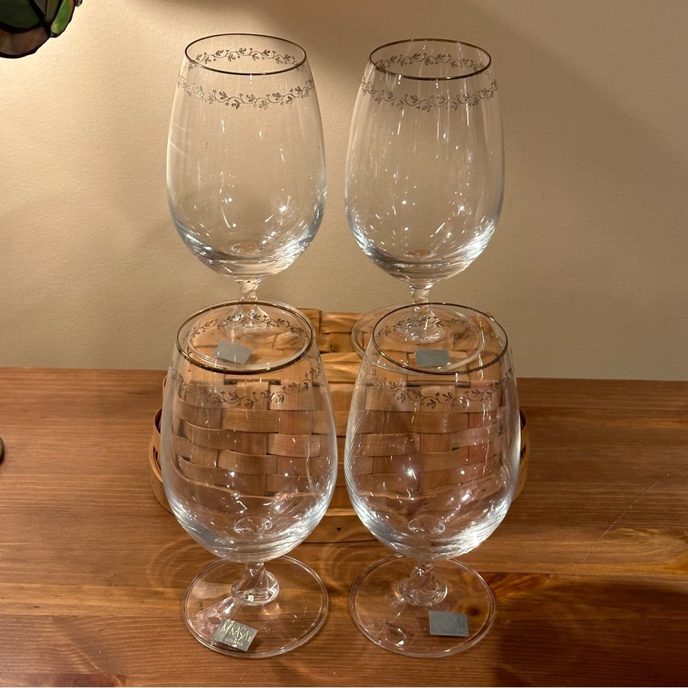 Set Of 4 Mikasa Slovakia Iced Tea Glasses Golden Ivy New
